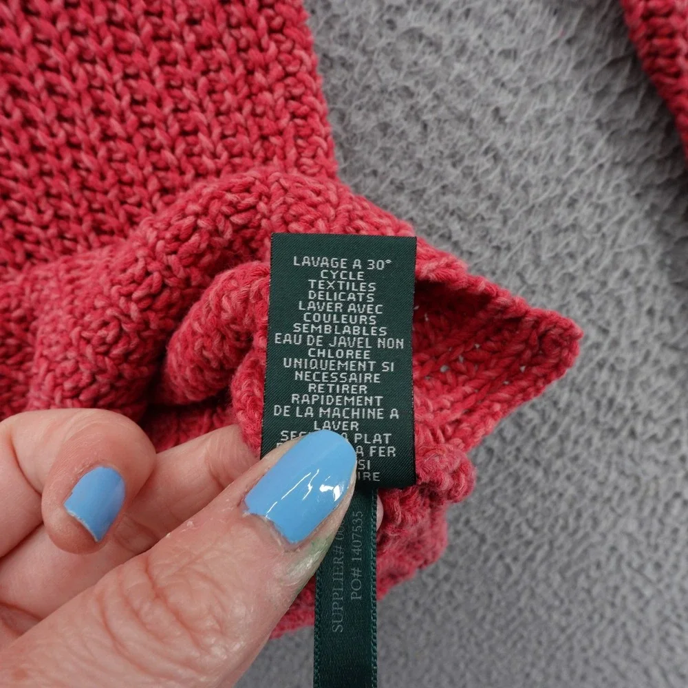 Ralph Lauren Jeans Co‎ Cable Knit Sweater Size Medium Coral Red Womens